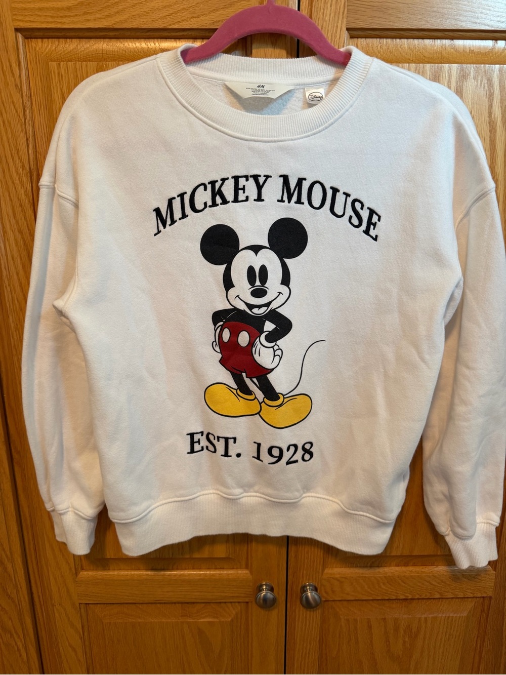 H&M Disney Collab White Crewneck Mickey Sweatshirt - 12/14 Women’s
